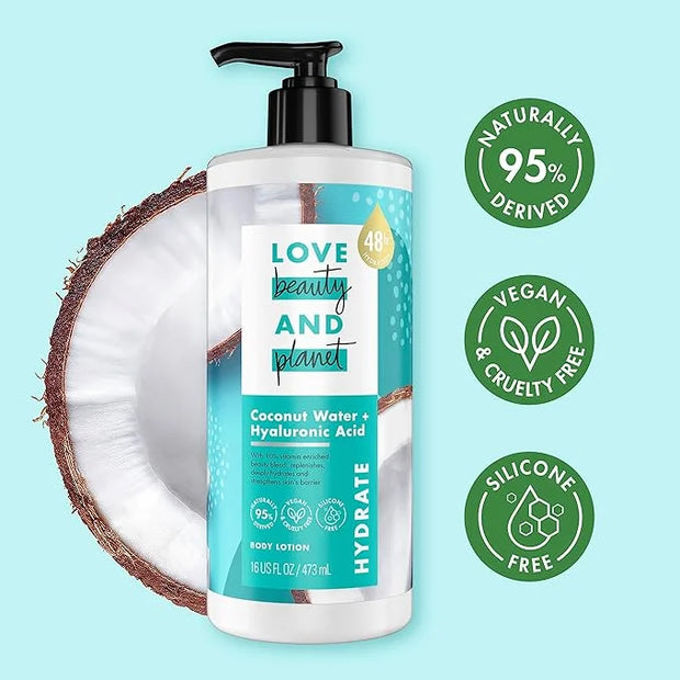 Love Beauty And Planet Lotion - Moisturizing Coconut Lotion with Hyaluronic Acid, Natural Body Lotion for Women, Dry Skin ...
