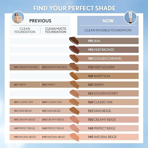 COVERGIRL Clean Invisible Foundation Makeup, Dewy & Glowy Finish, Buildable Coverage, Skin-Like Smooth Look, Vegan, Creamy...