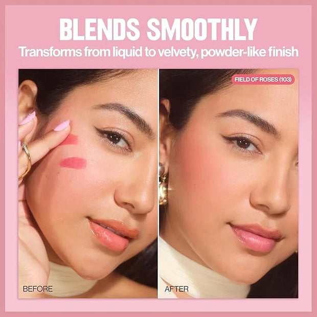 Revlon Glimmer Blush Drops, Liquid Blush for Cheeks, Liquid to Velvety Powder Finish, Glowy, High Pigment, 101 Coralicious...