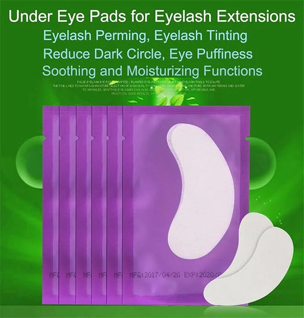 100 Pairs Set Under Eye Pads, Comfy and Cool Under Eye Patches Gel Pad for Eyelash Extensions Eye Mask Beauty Tool (Purple...