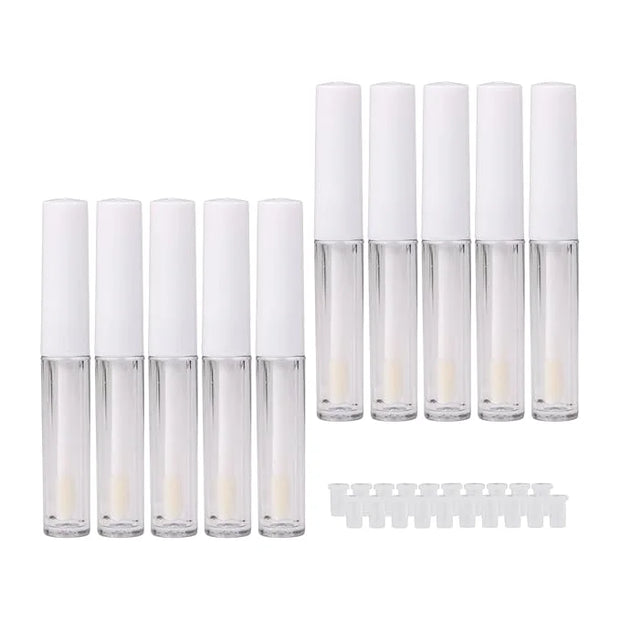 RDEXP 1.3ml Empty Lip Gloss Tube Clear Plastic Lip Gloss Containers Pack of 10 (White Cap) - Product Image