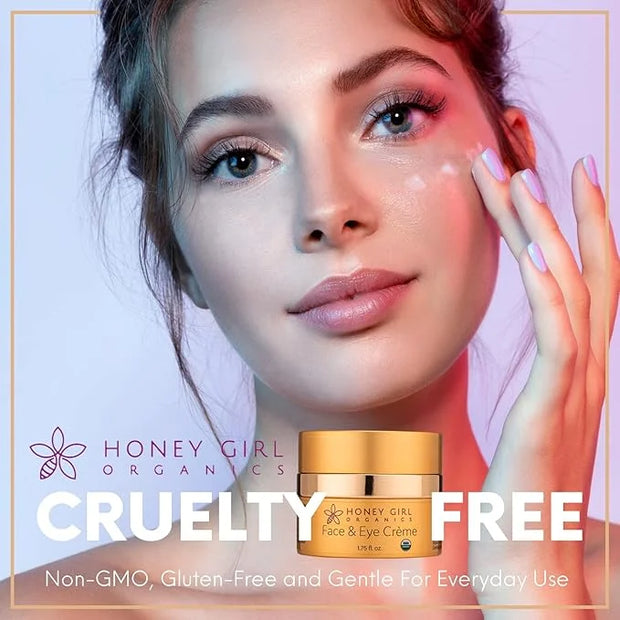 Honey Girl Organics Face & Eye Crème, USDA Certified Organic Facial Moisturizer & Under Eye Cream for Wrinkles, Dark Circl...