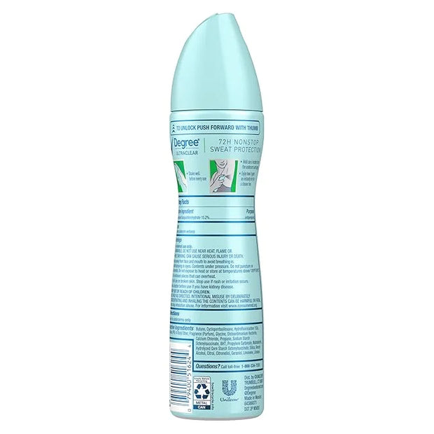 Degree UltraClear Antiperspirant Deodorant Dry Spray 4 pack for 72h Nonstop Sweat Protection For Women Pure Aloe Scent Ant...
