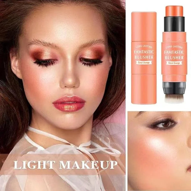 Cream Blush Stick with Brush,Waterproof Multi Cream Makeup Stick,Lightweight,Long-lasting,2 in 1 Multi Blush for Cheeks & ...