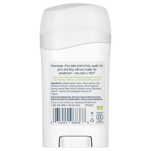 Tom's of Maine Aluminum-Free Wicked Cool! Natural Deodorant for Kids, Summer Fun, 1.6 oz. (Pack of 3) (Packaging May Vary)...