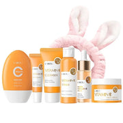 Vitamin C Skincare Set For Teen Girls Skin Care Set With Vitamin C Serum,Toner,Cleanser,Eye Cream,Face Cream,Sunscreen, Tr...