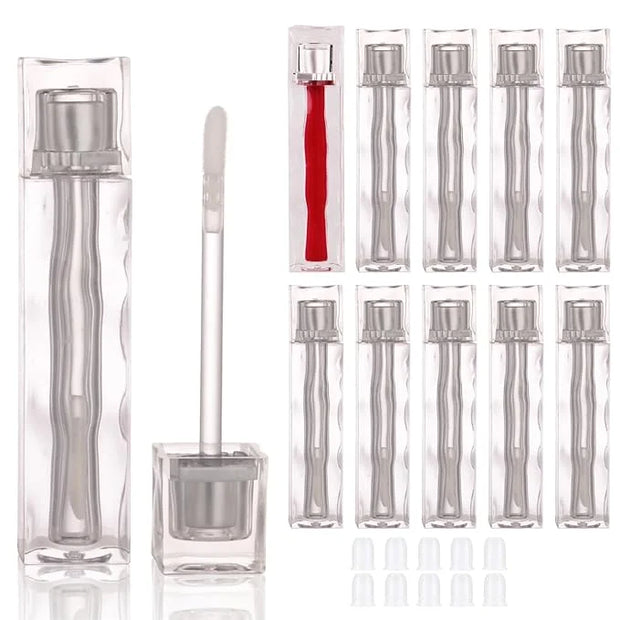 COSIDEA 10PCS Empty 4ML clear Lip Gloss Tubes Wave Square lipgloss Tube with Wand Applicator for Lip oil tint bottles cont...