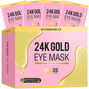 Komoko 25-Pairs 24K Gold Under Eye Patches, Skin Care, Golden Under Eye Mask Anti-Aging Collagen & Amino Acid, Eye Mask fo...