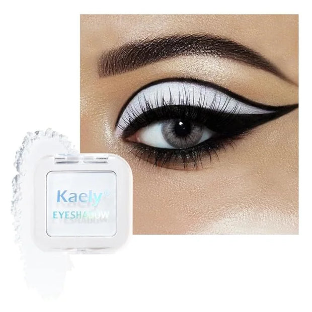 Kaely Pressed Single Eyeshadow Makeup, White Matte Highly Pigmented Monochrome Eye Shadow Palette, Waterproof Neutral Powd...