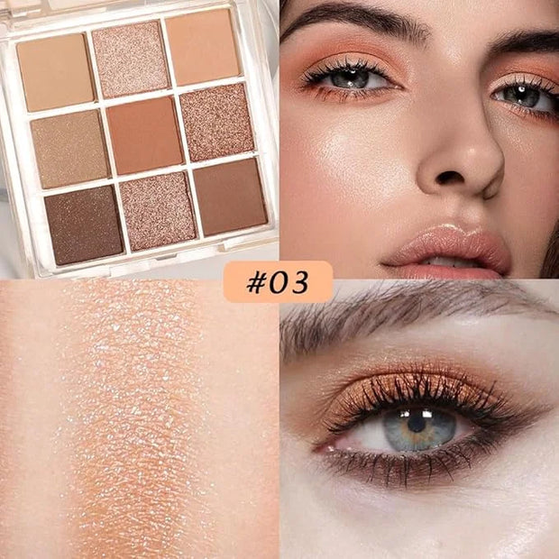 9 Colors Colorful Eyeshadow Palette Makeup,Rose Gold Brown Nude Matte Shimmer Neutral Eye Shadow Powder Palette,Highly Pig...