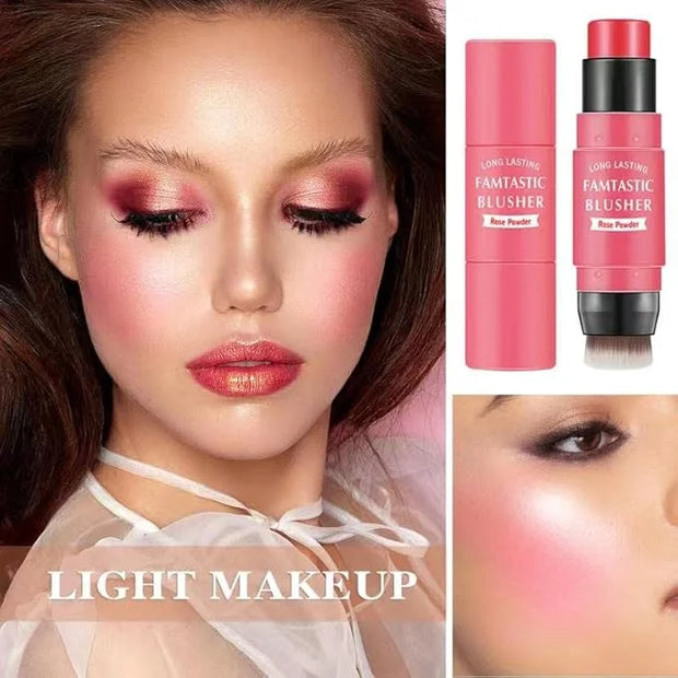 Cream Blush Stick with Brush,Waterproof Multi Cream Makeup Stick,Lightweight,Long-lasting,2 in 1 Multi Blush for Cheeks & ...