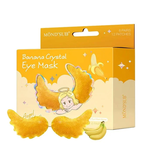 MOND'SUB Under Eye Mask - 6 Pairs Banana Crystal Eye Mask - Puffy Eyes & Dark Circles Treatments with Hyaluronic Acid, Red...