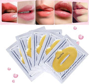 24K Gold Gel Crystal Collagen Lip and Eye Mask, 5 Pairs Gold Eye Mask Pads and 5 Pcs Gold Lip Patches for Moisturizing, An...