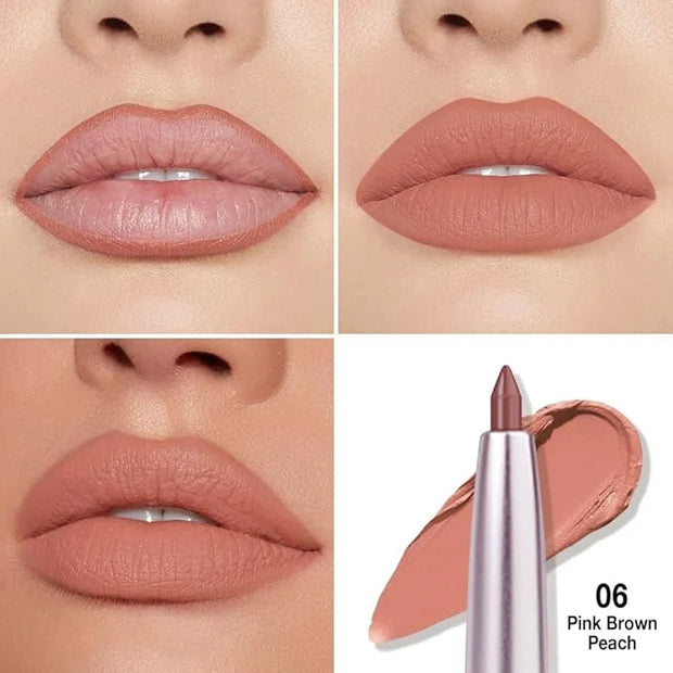 evpct Silky Smooth Lip Liner Pencil Retractable, Peach Red Lip Liner Creamy Long-Lasting Formula for Precision Contouring ...
