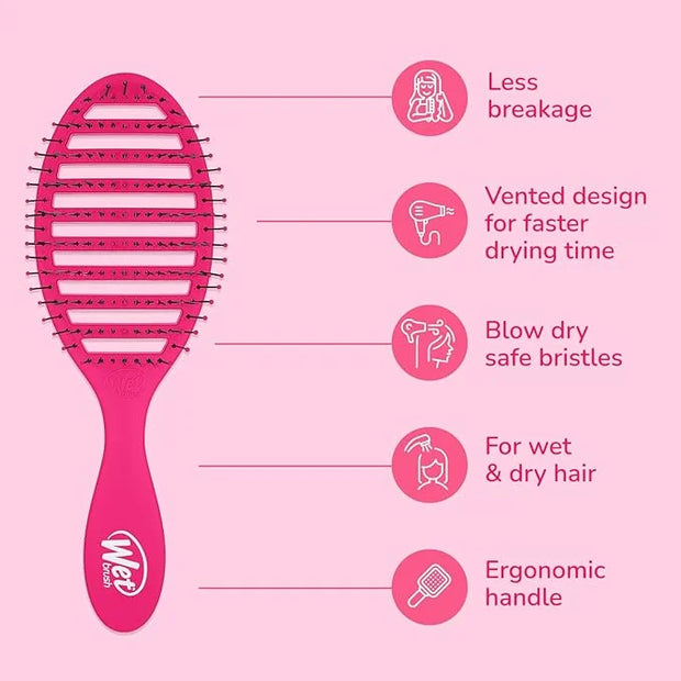 Wet Brush Speed Dry Hair Brush - Pink - Vented Design and Ultra Soft HeatFlex Bristles Are Blow Dry Safe With Ergonomic Ha...