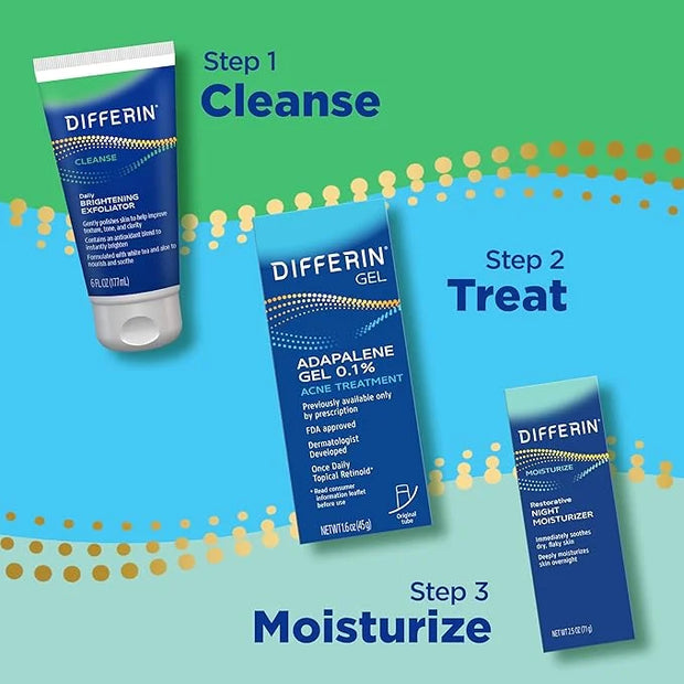 Differin Face Scrub Daily Brightening Exfoliator, Improves Tone and Texture for Acne Prone Skin, Green, 6 Fl Oz (Packaging...