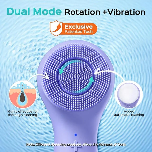 COSLUS Face Scrubber Facial Cleansing Brush: 2 in 1 Spin and Vibration Patented Tech, Silicone Electric Exfoliator Scrubbe...