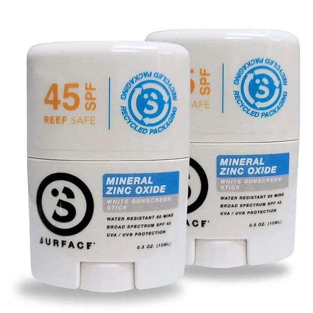 Surface Mineral Face Sunscreen Stick, Water Resistant, UVA/UVB Broad Spectrum, Fast Drying Protection, PABA Free - SPF 45 ...