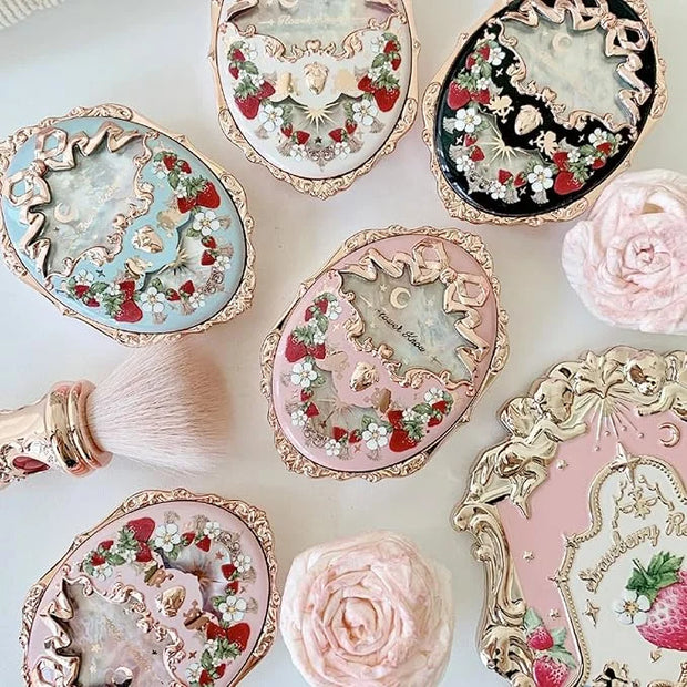 Flower Knows Strawberry Rococo Embossed Blush;Berry Matte Finish;Buildable & Blendable Powder Blush for cheeks,Highly Pigm...