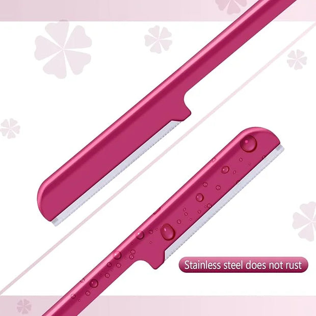 10 Pieces Women's Facial Razor Eyebrow Shaver Razor Brow Shaper Eyebrow Trimmer Dermaplaner Shaping Tool with Cover (Rose ...