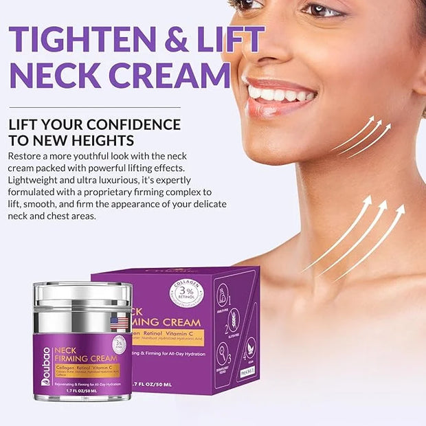 Advanced Neck Firming Cream – 3% Retinol & Hyaluronic Acid for Wrinkle Reduction, Lifting & Skin Tightening – Anti-Aging M...