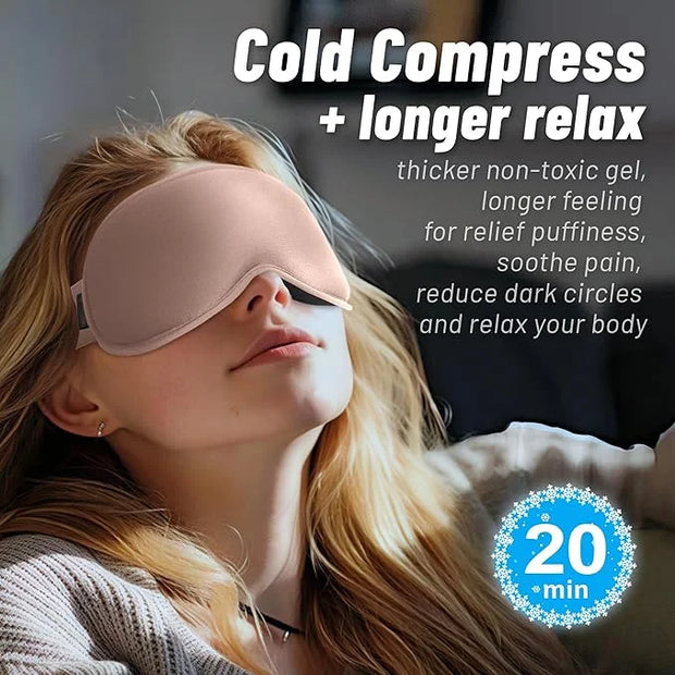 Cooling Gel 3D Sleep Eye Mask-Weighted Blackout Sleep Mask & Cold Compress for Dark Circles, Dry Eyes, and Puffiness - Com...