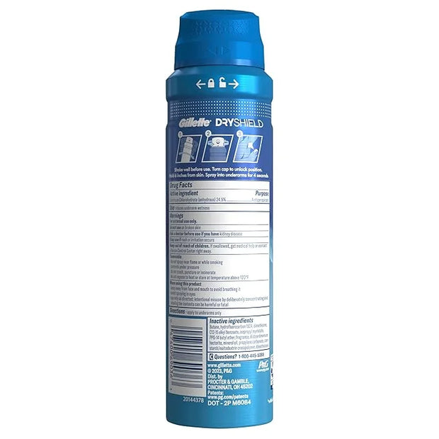 Gillette Dry Spray Antiperspirant and Deodorant for Men, 24/7 Sweat & Odor Protection, Anti-White Mark Technology, Arctic ...