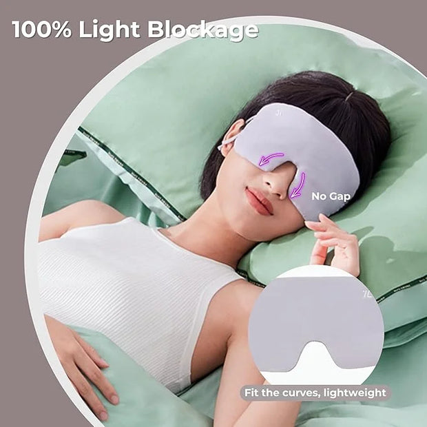 7C Soft Sleep Mask - Eye Mask - Hyaluronic Acid Anti-Aging Under Eye Cover with Adjustable Ear Elastic Straps for Full Nig...