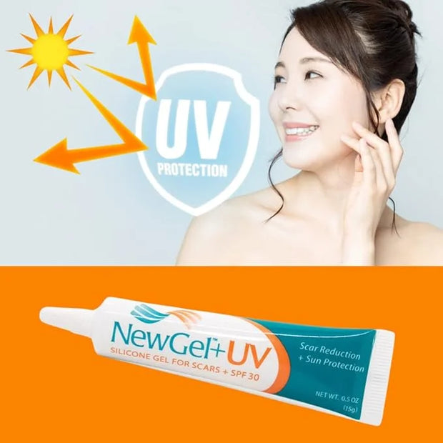 NewGel+UV Advanced Silicone Scar Gel for OLD and NEW Scars with SPF30 Mineral Sunscreen, Ideal for Facial Scars Exposed to...