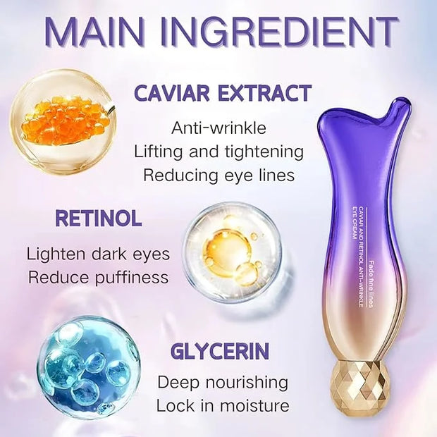 Eye Cream for Dark Circles and Puffiness - Retinol Eye Cream Anti Aging -Ey e Bags Treatment for Women - Caviar Eye Se rum...