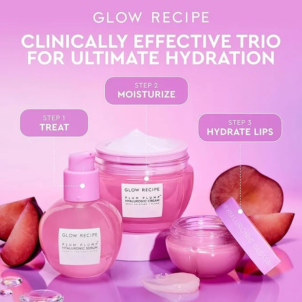 Glow Recipe Hyaluronic Acid Plumping Lip Balm for Women & Men - Clear, Hydrating High-Shine Gloss + Overnight Dry Lips Tre...