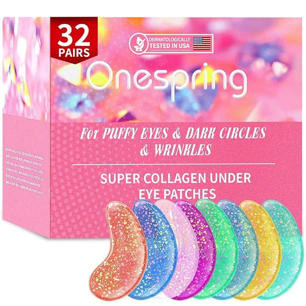 Under Eye Patches (32 Pairs) - Collagen-Infused, Anti-Puffiness & Dark Circle Treatment - Luxurious Skincare for Under Eye...