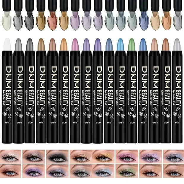 Colorful Shimmer Eye Shadow Stick Glittering Eye Shadow Sticks Set with Retractable and Waterproof Eyeshadow Pencil for Lo...