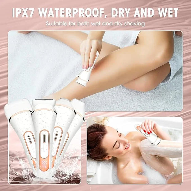Electric Shavers for Women, 4 in 1 Hair Removal Kit with Epilator Bikini Trimmer Face Razor Body Brush Face Massager Foot ...
