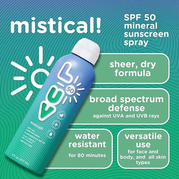 mistical! SPF 50 Sunscreen Spray, Broad-Spectrum Protection Against UVA & UVB Rays, Perfect For Everyday Activities & Outd...