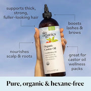 Sky Organics Organic Castor Oil for Hair, Lashes & Brows 100% Pure & Cold-Pressed USDA Certified Organic to Strengthen, Mo...