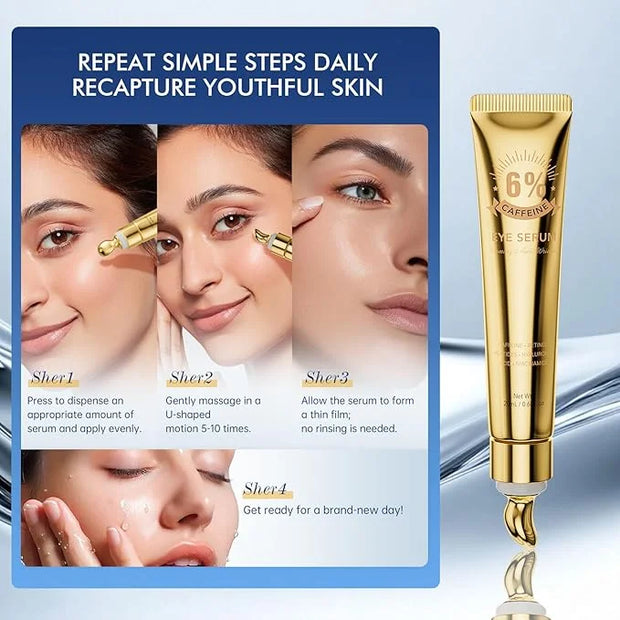 6% Caffeine Eye Cream for Dark Circles - Rapid Wrinkle Repair, Daily 1% Retinol & Hyaluronic Acid to Fight Fine Lines, Wri...