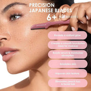 JAPONESQUE Precision Dermaplaner Facial Razors – 2pk 6 Piece Set, Eyebrow and Facial Hair Single Blade Razors for Women an...