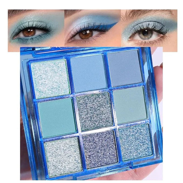 Sapphire Blue Smoky Eye Shadow Palette,Navy Royal Blue Green Goth High Pigment Natural Eyeshadow Palette,Waterproof,Blenda...