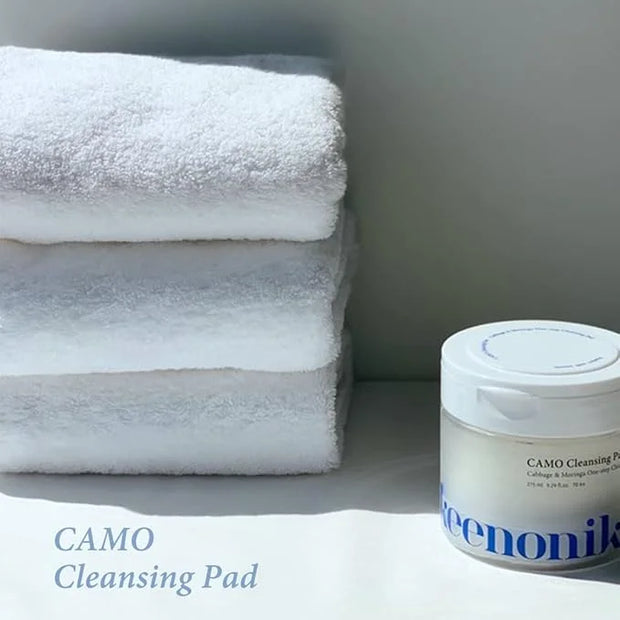 Dual Texture Cleansing Pads with Facial Essence 70ea Large Value Pack- Cabbage & Moringa Wipes for Quick Cleansing, Makeup...