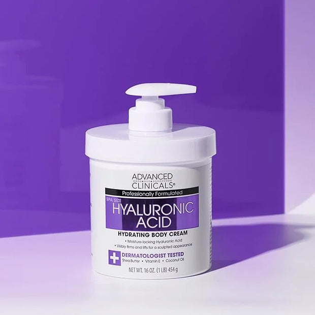 Advanced Clinicals Hyaluronic Acid Moisturizer Body Cream W/Vitamin E | Hydrating Cream & Body Lotion For Women & Men To H...