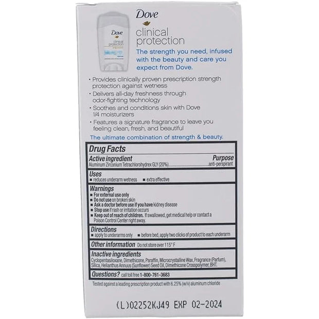 Dove Clinial Protection Deodorant, Original Clean, 1.7 oz (6 Pack) (Bundle) - Product Image