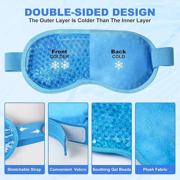 2Pack Cold Cooling Eye Mask, Reusable Hot Colder Therapy Gel Bead with Plush Backing for Puffiness Migraine Stress Relief ...