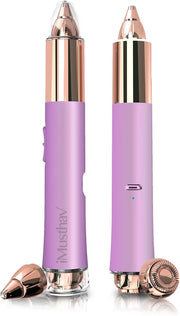 2-in-1 Portable Rechargeable Painless Eyebrow Trimmer & Facial Hair Remover, removes eyebrow, face, lips and body hair for...
