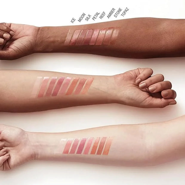 4 Pcs Hydrating Lip Gloss, ICE/MOON/SILK/PETAL High Moisturizing Oil Tint with Hyaluronic Acid, High Shine for Plumper Loo...