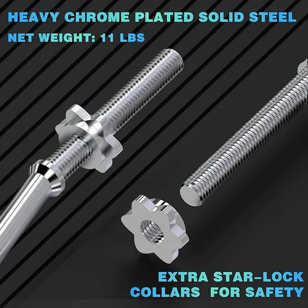 47" EZ Curl Bar Weight Lifting Bar 1-inch Curling 2 Star (300lb Weight - Product Image