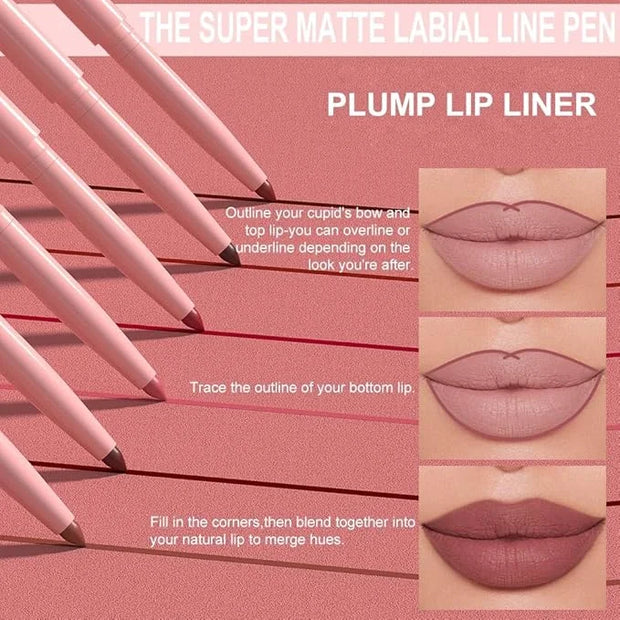 evpct Maroon Chestnut Red Matte Creamy Retractable Lip Liner Pencils for Women Shaping & Sculpting Lips, Lip Liner Long La...