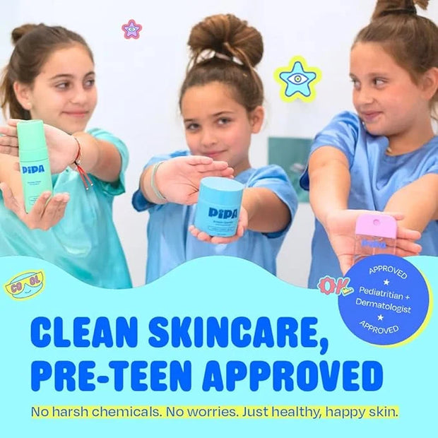 Skincare Start Young Bundle Gift Set | 3-Step Gentle Skin Care Routine for Tweens | Alcohol-Free & Safe | Includes Squeaky...