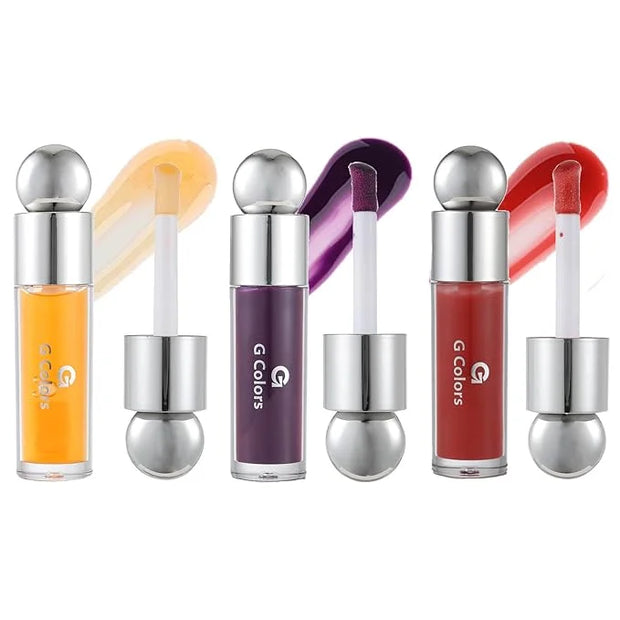 3 PCS Hydrating Lip Glow Oil Lip Stain, Moisturizing Nourishing Lip Gloss,High Shine, Smooth Finish Gloss Tinting And Non-...