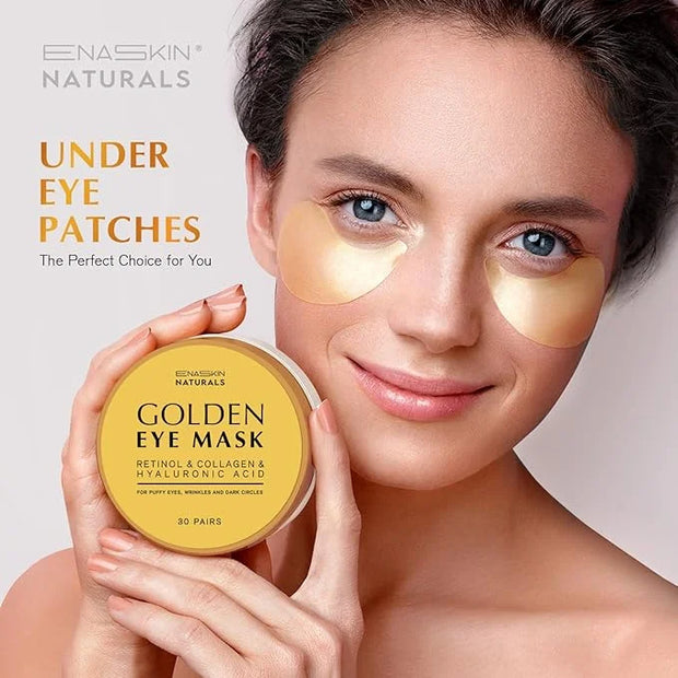 Enaskin Naturals Under Eye Patches Dark Circles Under Eye Masks for Puffiness - 24K Gold Eye Gel Pads Retinol Collagen Hya...